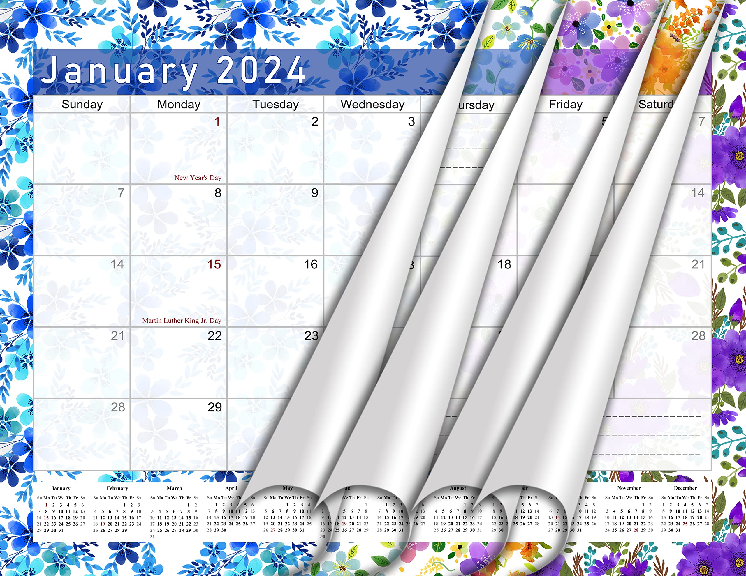 2023-2024 Calendar 16 Months Student Calendar/Planner for 3-Ring Binder, Desk, or Wall -v022