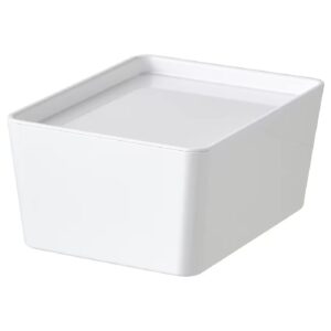 i-k-e-a kuggis home decor small durable & stackable storage box, container with lid white 5x7x3 ¼ inches