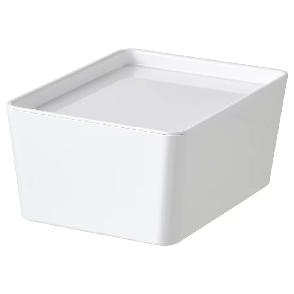 I-K-E-A KUGGIS Home Decor Small Durable & Stackable Storage Box, Container with Lid White 5x7x3 ¼ inches