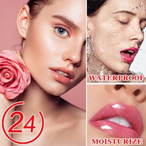 WYBLZPXZ 2Pcs Clear Crystal Flower Jelly Lipstick,PH Magic Temperature Color Changing Lipstick,Lip Gloss,Long Wear Nutritious Tinted Lip Balm,Moisturizing Lip Stick Makeup Set （Set A）