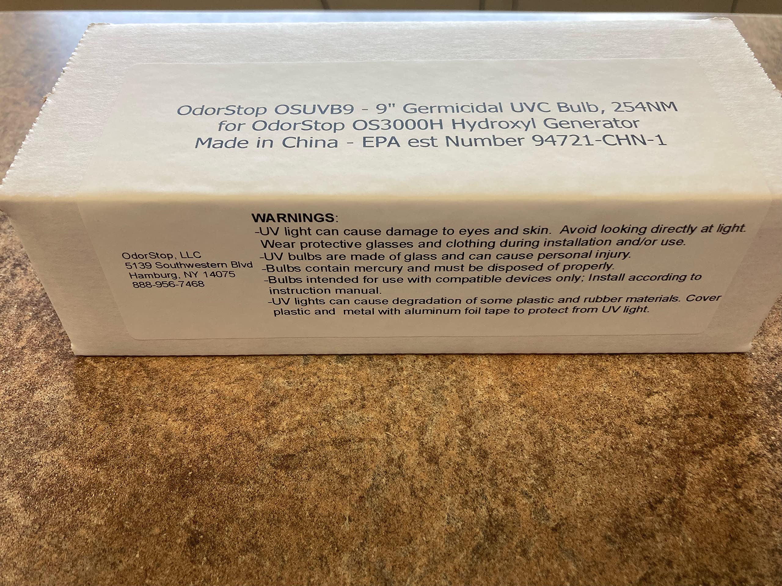 OdorStop OSUVB9-9" Germicidal UVC Bulb, 254NM OS3000H Hydroxyl Generator