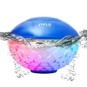 pyleusa floating pool speaker with lights, ip68 waterproof portable bluetooth speakers,stereo surround sound outdoor wireless speaker for pool beach shower hot tub travel,50 ft range,usb rechargeable