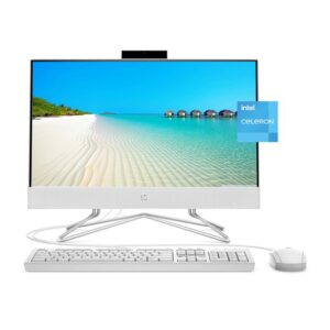 hp 2022 newest all-in-one desktop, 21.5" fhd display, intel celeron g5905t, 32gb ram, 1tb pcie ssd, webcam, wifi, hdmi, rj-45, wired keyboard&mouse, dvd-rw, windows 11 home, white