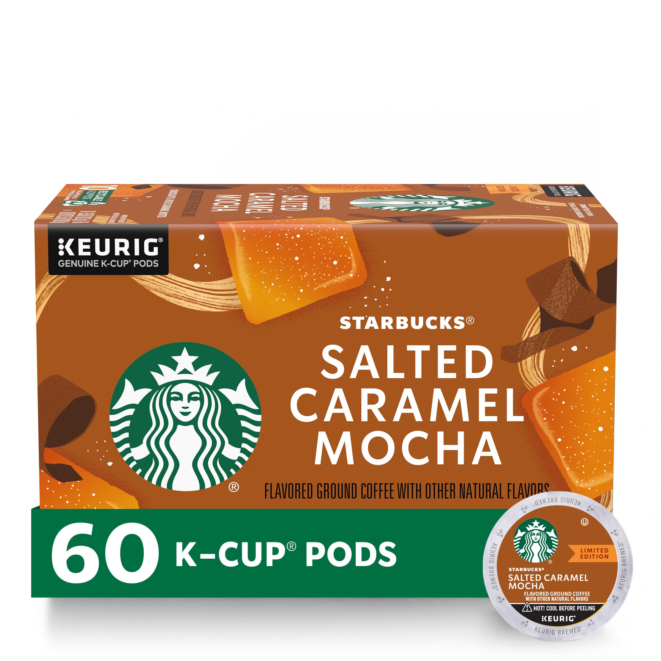 Starbucks K-Cup Coffee Pods—Salted Caramel Mocha Flavored Coffee—100% Arabica—Naturally Flavored—6 boxes (60 pods total)