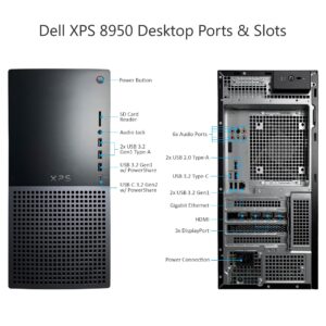 Dell XPS 8950 Desktop Computer - 12th Gen Intel Core i7-12700K up to 5.0 GHz CPU, 32GB DDR5 RAM, 2TB NVMe SSD + 2TB HDD, Intel UHD Graphics 770, Killer Wi-Fi 6, DVD Burner, Windows 11 Pro