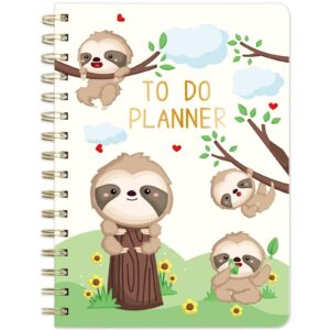 sloth to do planner 2024 spiral notebook hardcover journal 120 lined pages new year daily journal office home school