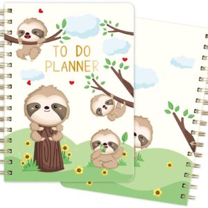 Sloth To Do Planner 2024 Spiral Notebook Hardcover Journal 120 Lined Pages New Year Daily Journal Office Home School