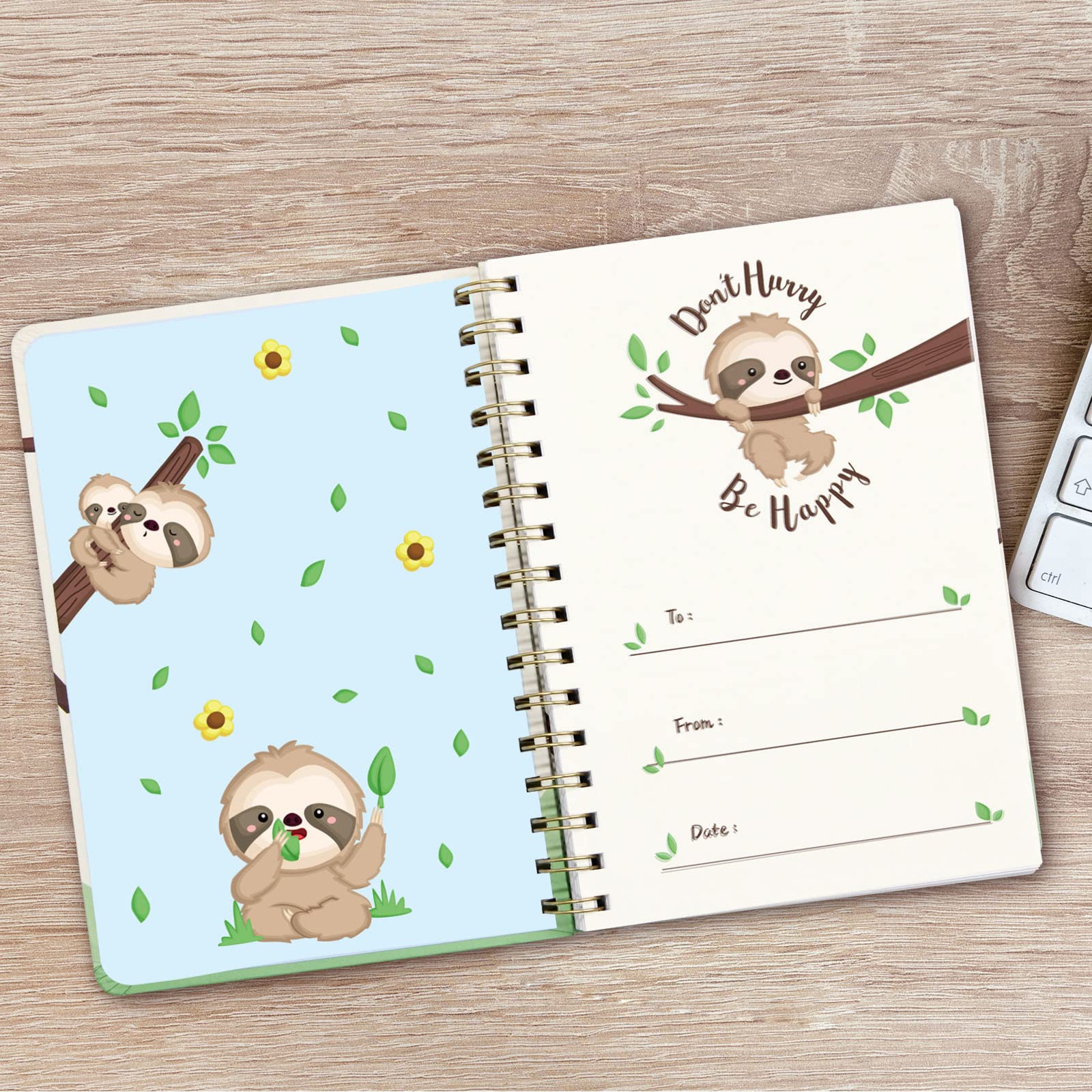 Sloth To Do Planner 2024 Spiral Notebook Hardcover Journal 120 Lined Pages New Year Daily Journal Office Home School