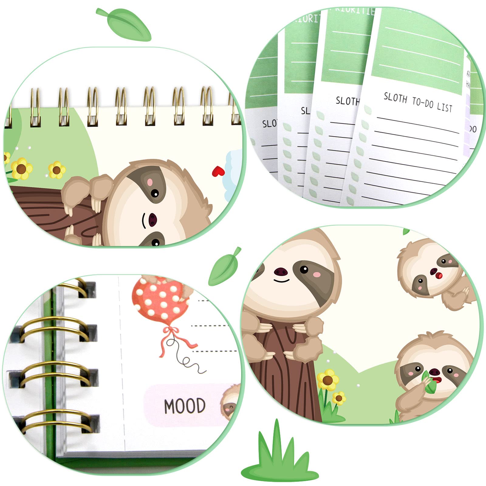 Sloth To Do Planner 2024 Spiral Notebook Hardcover Journal 120 Lined Pages New Year Daily Journal Office Home School