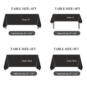 Aocoz 60x84 Inch Rectangle Tablecloth - Black Table Cloths Stain Resistant Decorative Washable Polyester Table Cover for Dining Table Banquets Buffet Parties and Wedding