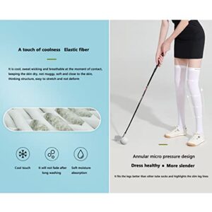 DAISHA Summer Sun Protection Golf Socks UPF 50+,Ice Silk Breathable Cool Long Thigh High Socks for School,Daily Wear,Cosplay., Black-1 Pairs-full Cover