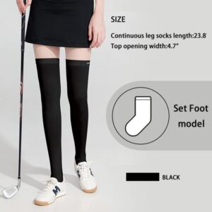 DAISHA Summer Sun Protection Golf Socks UPF 50+,Ice Silk Breathable Cool Long Thigh High Socks for School,Daily Wear,Cosplay., Black-1 Pairs-full Cover