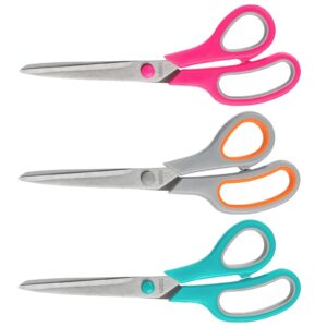 nbbro scissors all purpose,8.5'' multipurpose scissors bulk 3-pack,stainless steel sharp scissors for office home school sewing fabric craft supplies, red