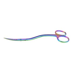 MAKER AND MARKET Applique Long Thin Needlepoint Blade 6.1 Inch - Double Bent Curved Offset Handle Scissors with Pouch Sleeve for Embroidery, Fabric, Thread, Knitting, Sewing, Arts & Craft (Rainbow)