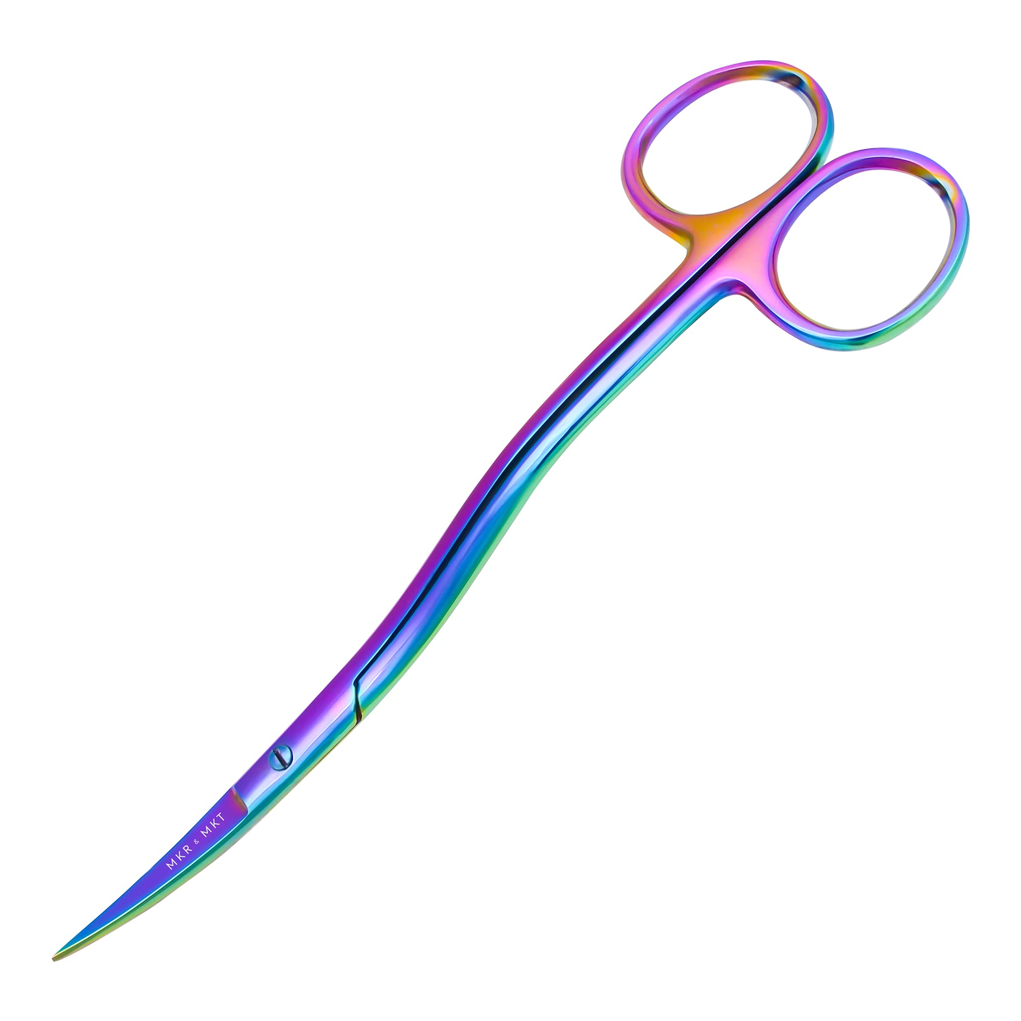 MAKER AND MARKET Applique Long Thin Needlepoint Blade 6.1 Inch - Double Bent Curved Offset Handle Scissors with Pouch Sleeve for Embroidery, Fabric, Thread, Knitting, Sewing, Arts & Craft (Rainbow)