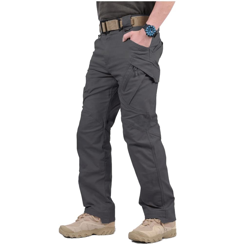 CARWORNIC Gear Men's Hiking Tactical Pants Lightweight Cotton Outdoor Military Combat Cargo Trousers Dark Gray