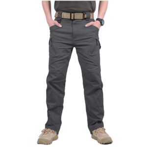 CARWORNIC Gear Men's Hiking Tactical Pants Lightweight Cotton Outdoor Military Combat Cargo Trousers Dark Gray