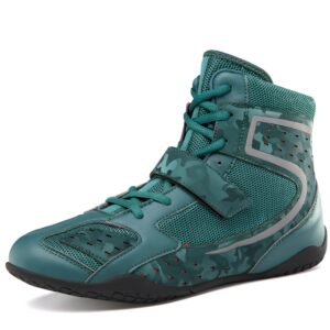 dwzrg mens womens wrestling boxing shoes non-slip breathable high top boxing wrestling training shoes (7.5 m us women/5.5 m us men, green)