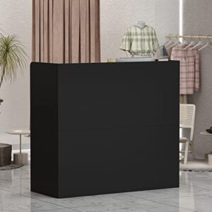 aiegle reception desk with drawers & storage shelves, reception table with private panels, for salon reception room checkout office, black (47.3" l x 18.3" w x 43.3" h)