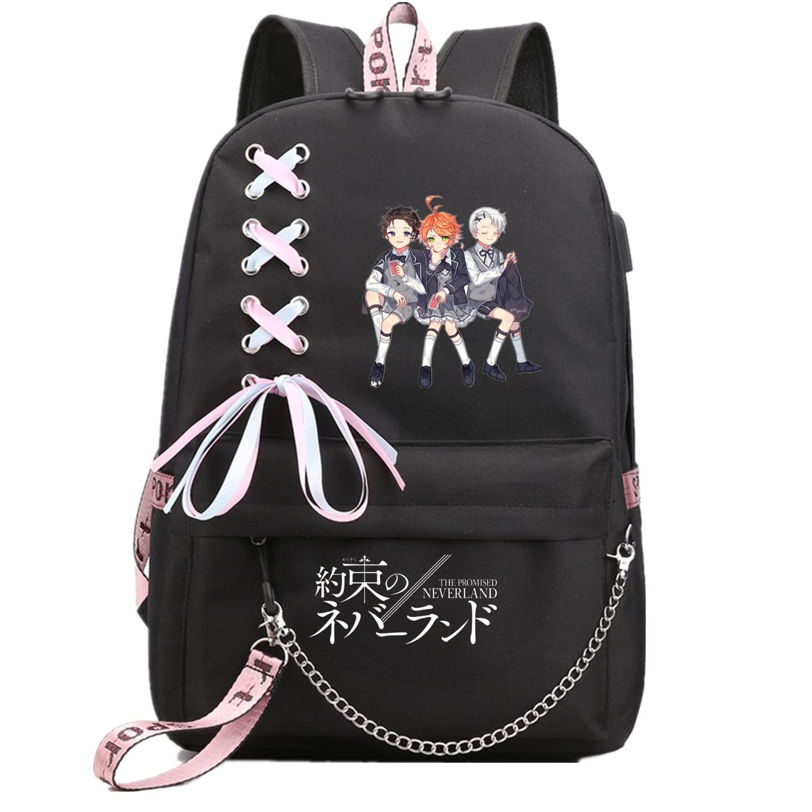 ISaikoy Anime The Promised Neverland Backpack Shoulder Bag Bookbag Student School Bag Daypack Satchel 14