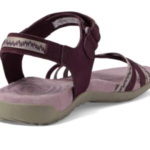 Merrell Terran 3 Cush Cross Sandals for Women - Nubuck Leather, Webbing Upper, and Hook-Loop Closure Burgundy 7 M