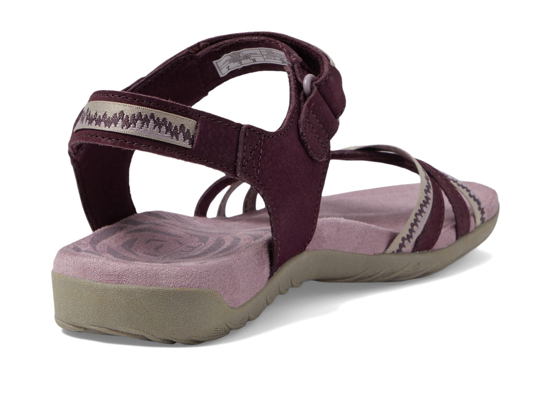 Merrell Terran 3 Cush Cross Sandals for Women - Nubuck Leather, Webbing Upper, and Hook-Loop Closure Burgundy 7 M