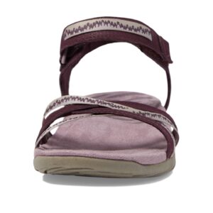 Merrell Terran 3 Cush Cross Sandals for Women - Nubuck Leather, Webbing Upper, and Hook-Loop Closure Burgundy 7 M