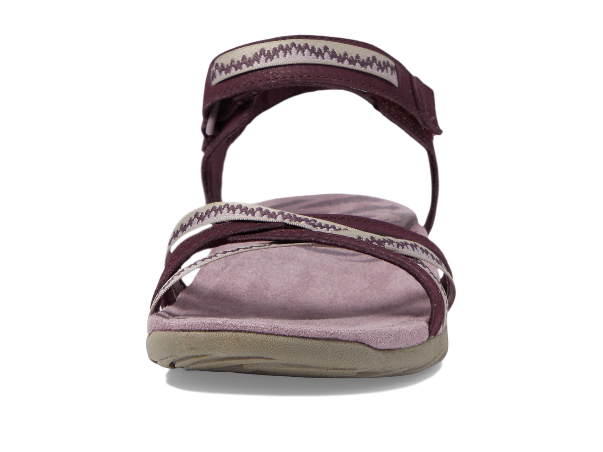 Merrell Terran 3 Cush Cross Sandals for Women - Nubuck Leather, Webbing Upper, and Hook-Loop Closure Burgundy 7 M