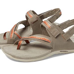 Merrell Terran 3 Cush Convert Post Women Sandals, Nubuck Leather Upper and Adjustable Hook-Loop Closure Moon/Clay 11 M