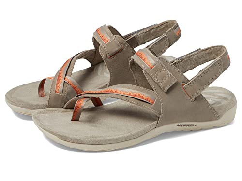 Merrell Terran 3 Cush Convert Post Women Sandals, Nubuck Leather Upper and Adjustable Hook-Loop Closure Moon/Clay 11 M