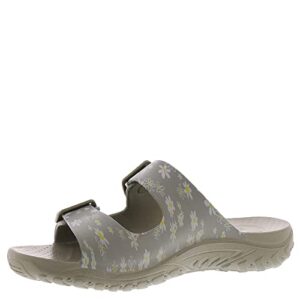 skechers foamies reggae double band w/daisy print olive 9 b (m)