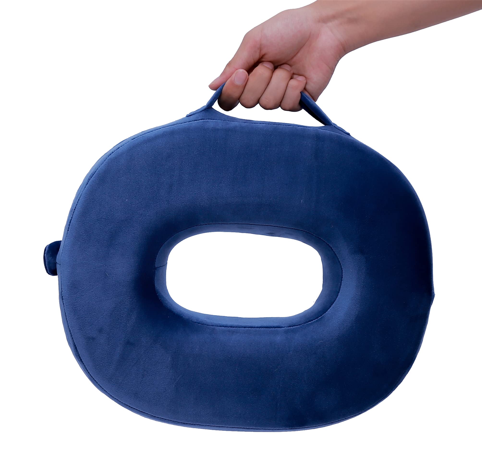 CLRUPR Memory Foam Seat Cushion - Donut Cushion for Haemorrhoid and Piles Sufferers, Suitable for Wheelchair, Car Seat, Office Or Outdoor (Navy Blue)（14.9 * 12.5 * 2.6inch）