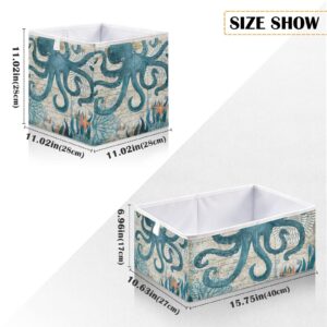 Rectangle Foldable Cloth Storage Cube Basket Bins Organizer, Toy storage baskets Ocean Sea Octopus organizer bins