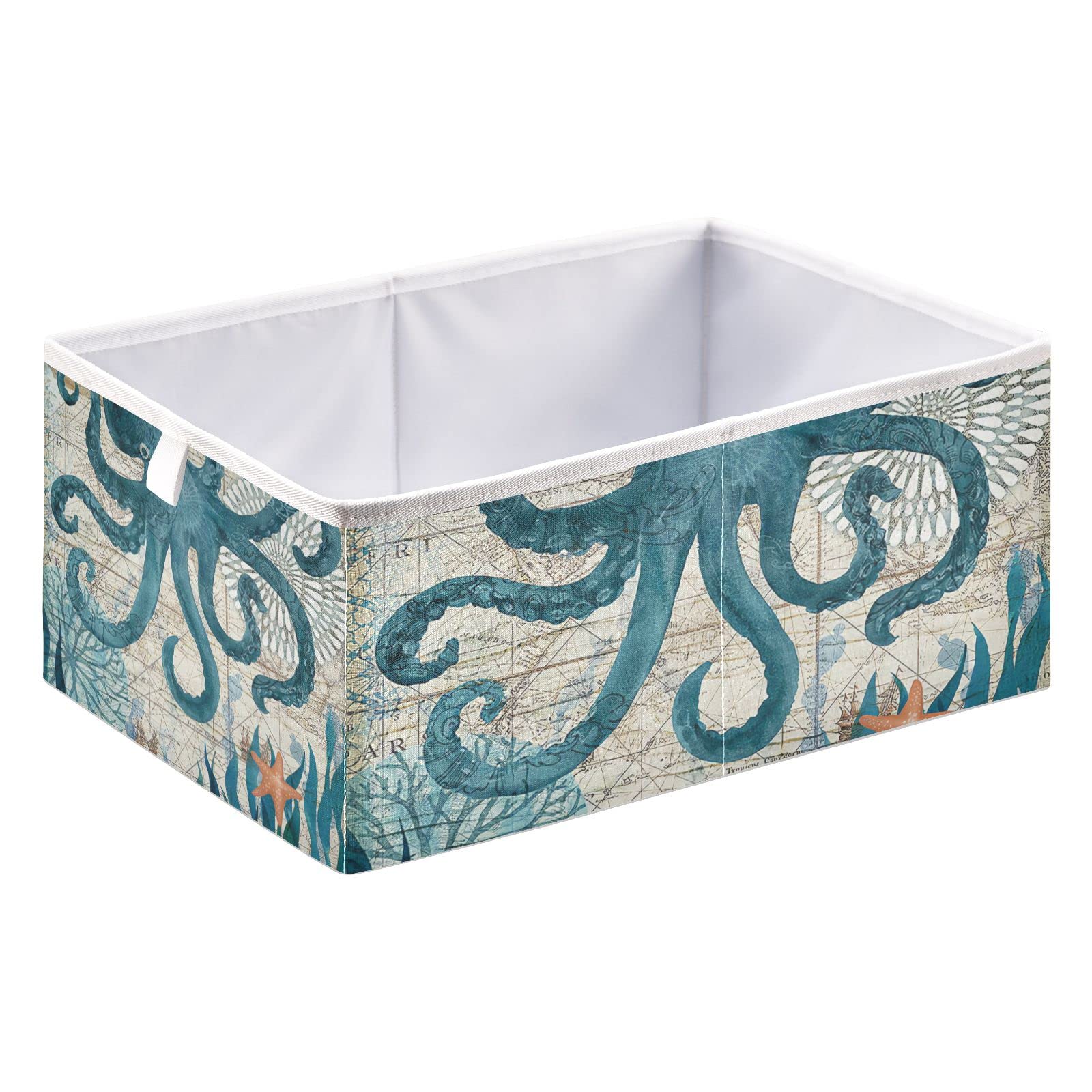 Rectangle Foldable Cloth Storage Cube Basket Bins Organizer, Toy storage baskets Ocean Sea Octopus organizer bins