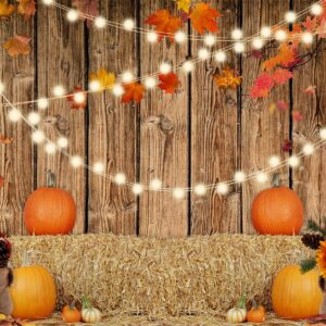 SJOLOON Fall Pumpkin Backdrop Wood Floor with Fall Leaves Background Thanksgiving Day Photo Backdrop for Baby Shower Party Decoration Studio Props 12344(7x5FT)