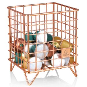 jennimer coffee pod basket, k cup coffee pod holder,coffee capsule cages, kitchen counter storage baskets (rose gold)