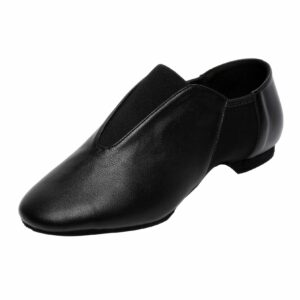 bokimd elastic leather jazz shoes for women and men's dance shoes (7.5w / 6.5m) black