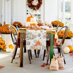 Sambosk Fall Gray Pumpkin Table Runner, Autumn Thanksgiving Table Runners for Kitchen Dining Coffee or Indoor and Outdoor Home Parties Decor 13 x 72 Inches SK075