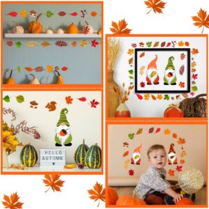 Eersida 123 Pcs Fall Gnomes Wall Stickers Thanksgiving Wall Decals Autumn Maple Leaves Wall Decor Fall Decorations Wall Vinyl Stickers for Home Classroom Kids Thanksgiving Party Supplies, 6 Sheets