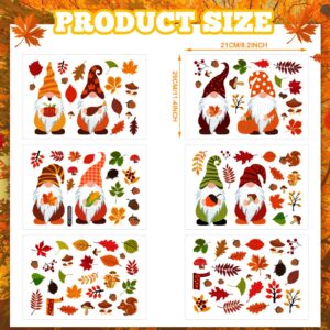 Eersida 123 Pcs Fall Gnomes Wall Stickers Thanksgiving Wall Decals Autumn Maple Leaves Wall Decor Fall Decorations Wall Vinyl Stickers for Home Classroom Kids Thanksgiving Party Supplies, 6 Sheets