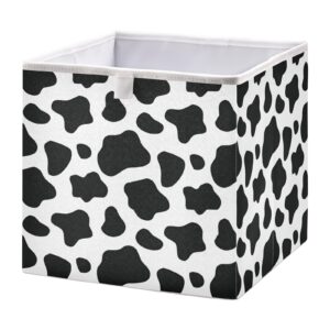 domiking black white cow storage baskets for shelves foldable collapsible storage box bins with fabric bins cube toys organizers for pantry clothes storage toys, books, home, office,11 x 11inch