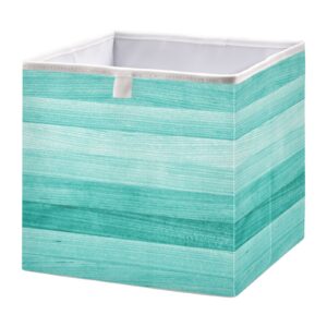 teal turquoise green storage baskets for shelves foldable collapsible storage box bins with closet organizers cubes decorative for pantry clothes storage toys, books, home, office,11 x 11inch