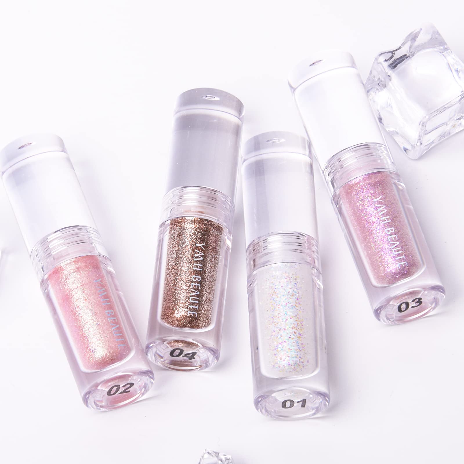 YMH BEAUTE Liquid Glitter Eyeshadow Loose Glitter Glue for Eye Crystals Makeup (02 03)