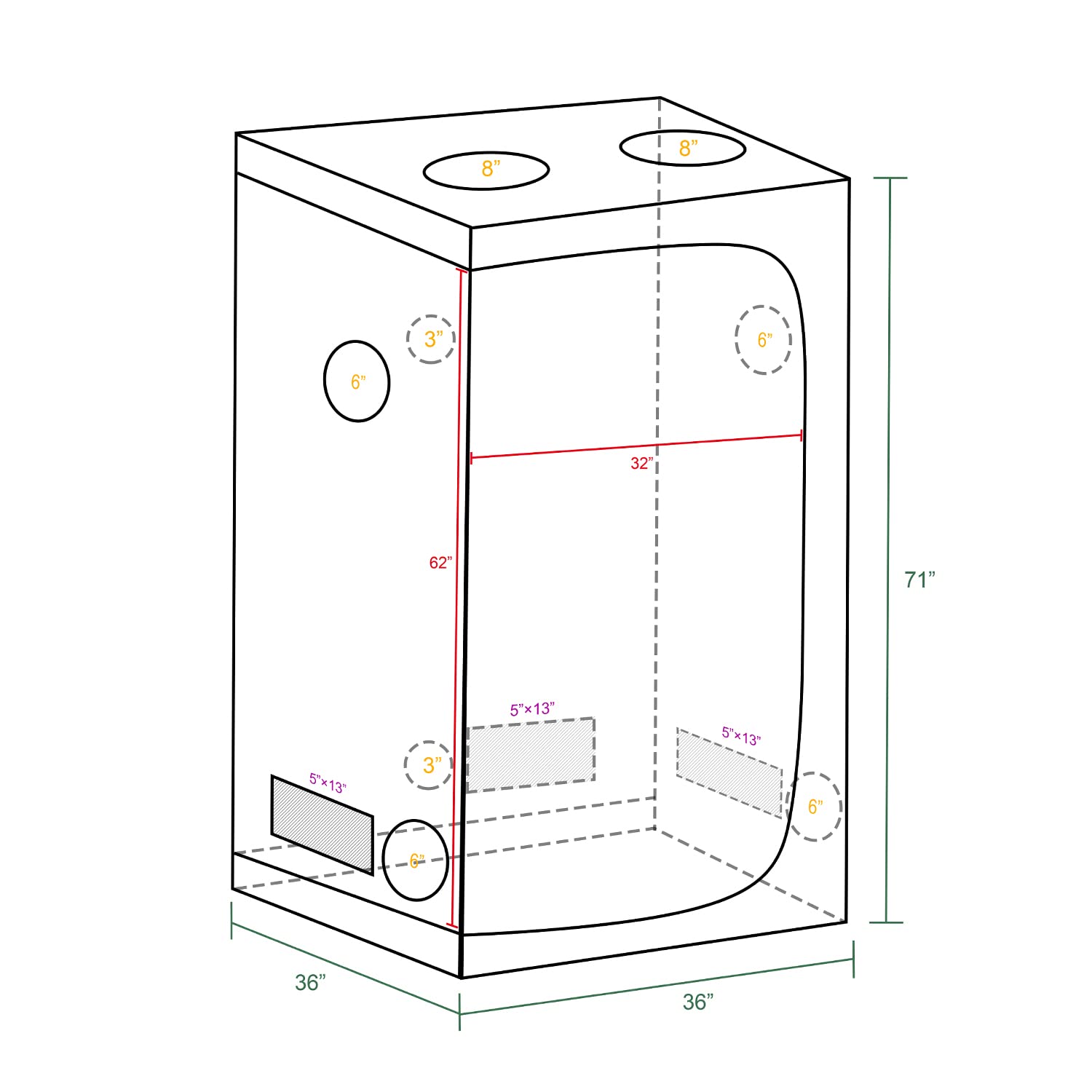 MARS HYDRO TS1000W Led Grow Light with 3x3 Grow Tent, 36"x36"x71" for Indoor Plant Growing