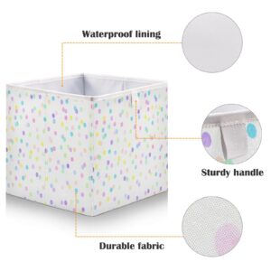 Kigai Rectangular Storage Bin Colorful Polka Dot Foldable Storage Basket Toy Storage Box for Home Organizing Shelf Closet Bins, 15.8 x 10.6 x 7-Inch