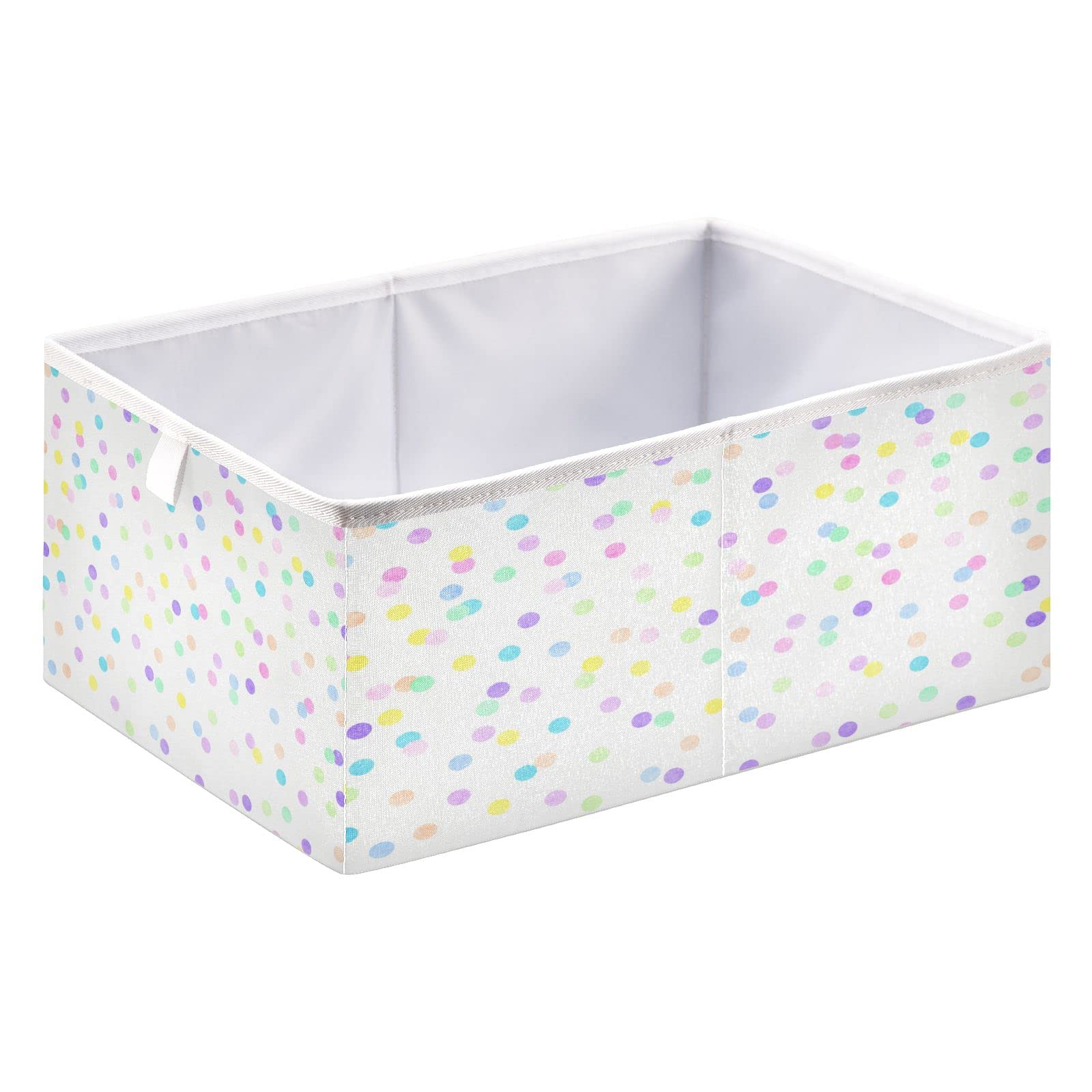 Kigai Rectangular Storage Bin Colorful Polka Dot Foldable Storage Basket Toy Storage Box for Home Organizing Shelf Closet Bins, 15.8 x 10.6 x 7-Inch