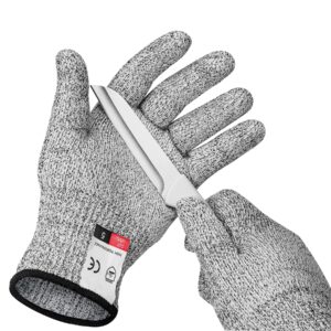 mearens cut resistant gloves, food grade safety kitchen anti cut gloves level 5 proof cutting work gloves (medium)