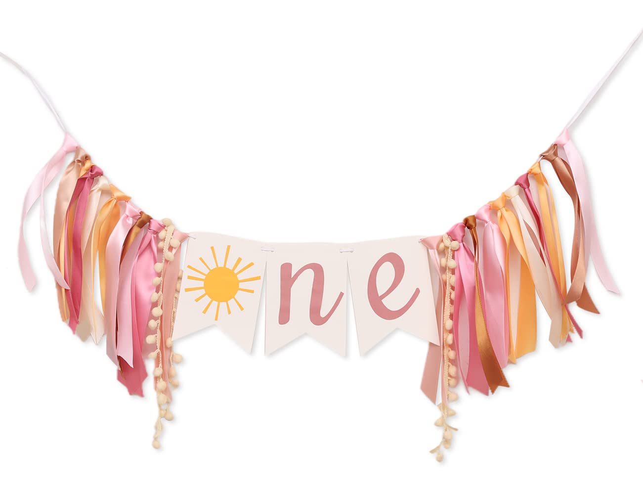 You Are My Sunshine High Chair Banner,Sun Themed First Birthday Party Decorations For Girl, Modern Sun One Garland For High Chair, Ribbon Tutu Skirt Baby Girl Shower Supplies