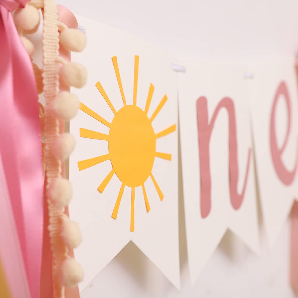 You Are My Sunshine High Chair Banner,Sun Themed First Birthday Party Decorations For Girl, Modern Sun One Garland For High Chair, Ribbon Tutu Skirt Baby Girl Shower Supplies