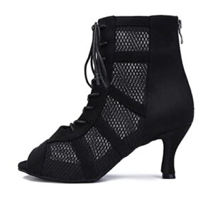 women's latin dance shoes female's ballroom salsa dance shoes 3" heel(black size 8